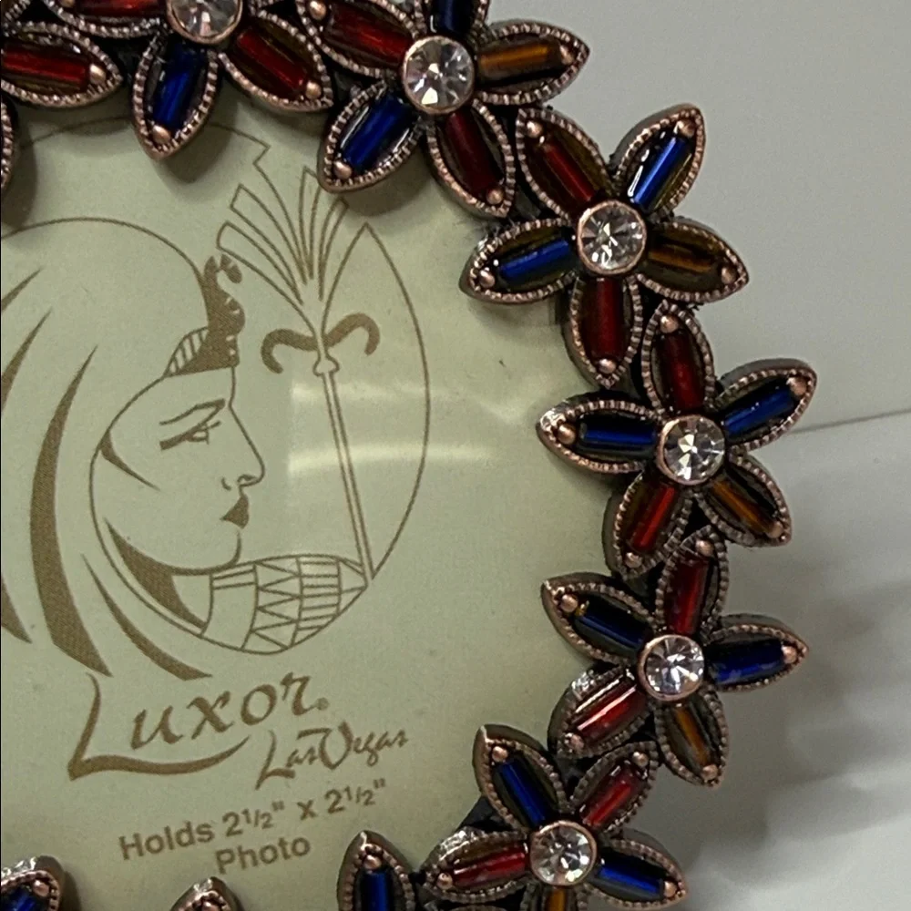 Luxor Las Vegas casino floral red blue clear Egyptian revival Round Photo Frame
